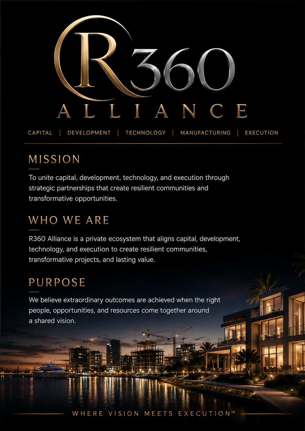R360 Alliance — Capital, Development, Technology, Manufacturing, Execution